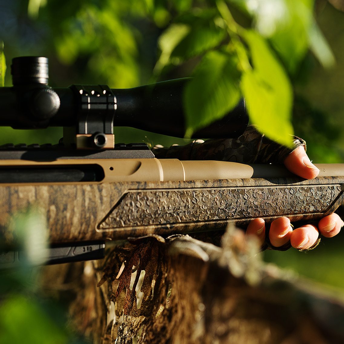 Close-up of the Evoke forend and threaded barrel