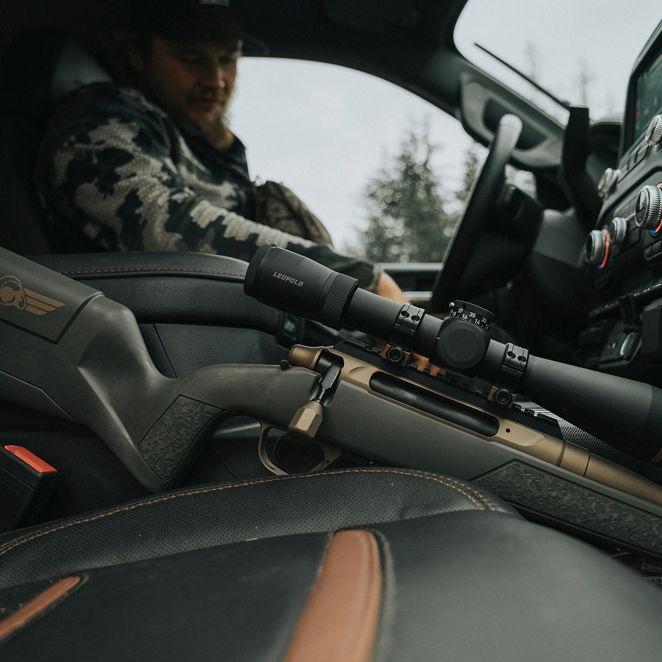 Evoke staged in the truck before the hunt