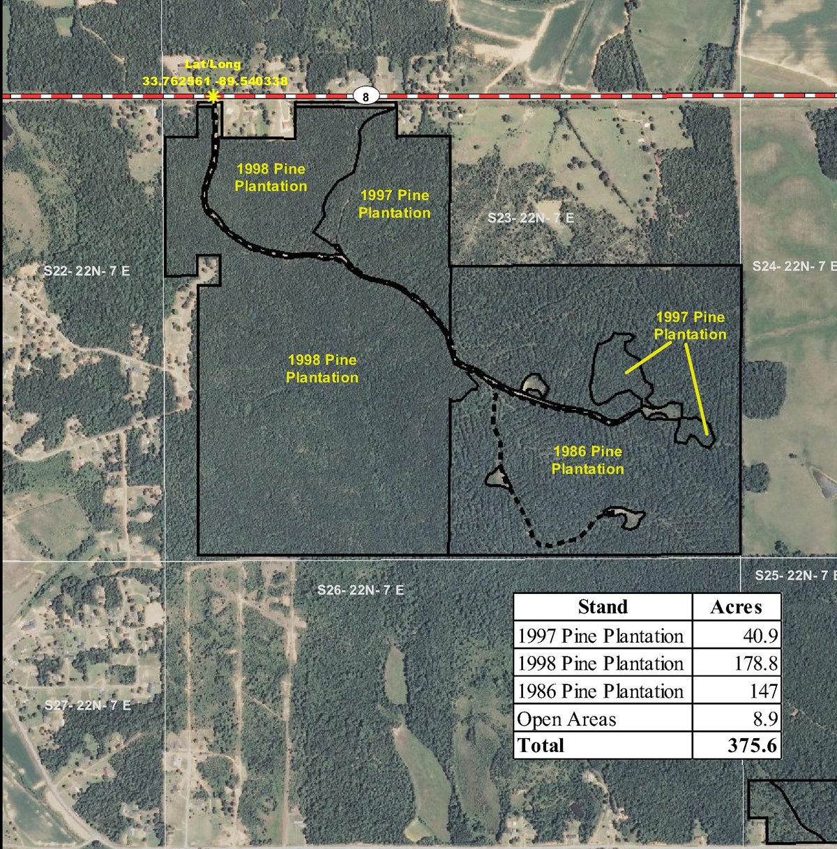 HLRBO Hunting Lease 376 acres in Grenada County,Mississippi