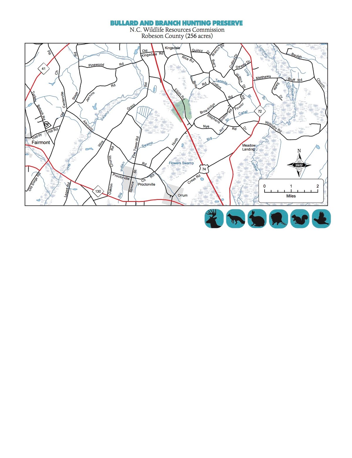 HLRBO Hunting Lease 256 acres in Robeson County,North Carolina
